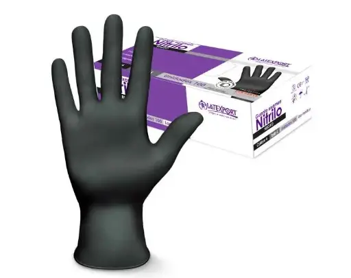 GUANTE DE NITRILO TIPO EXÁMEN COLOR NEGRO (CAJA X 100 UNIDADES)